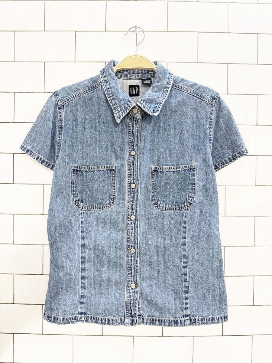 vintage 90s gap snap button denim shirt - good market thrift store