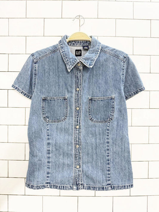 vintage 90s gap snap button denim shirt - good market thrift store