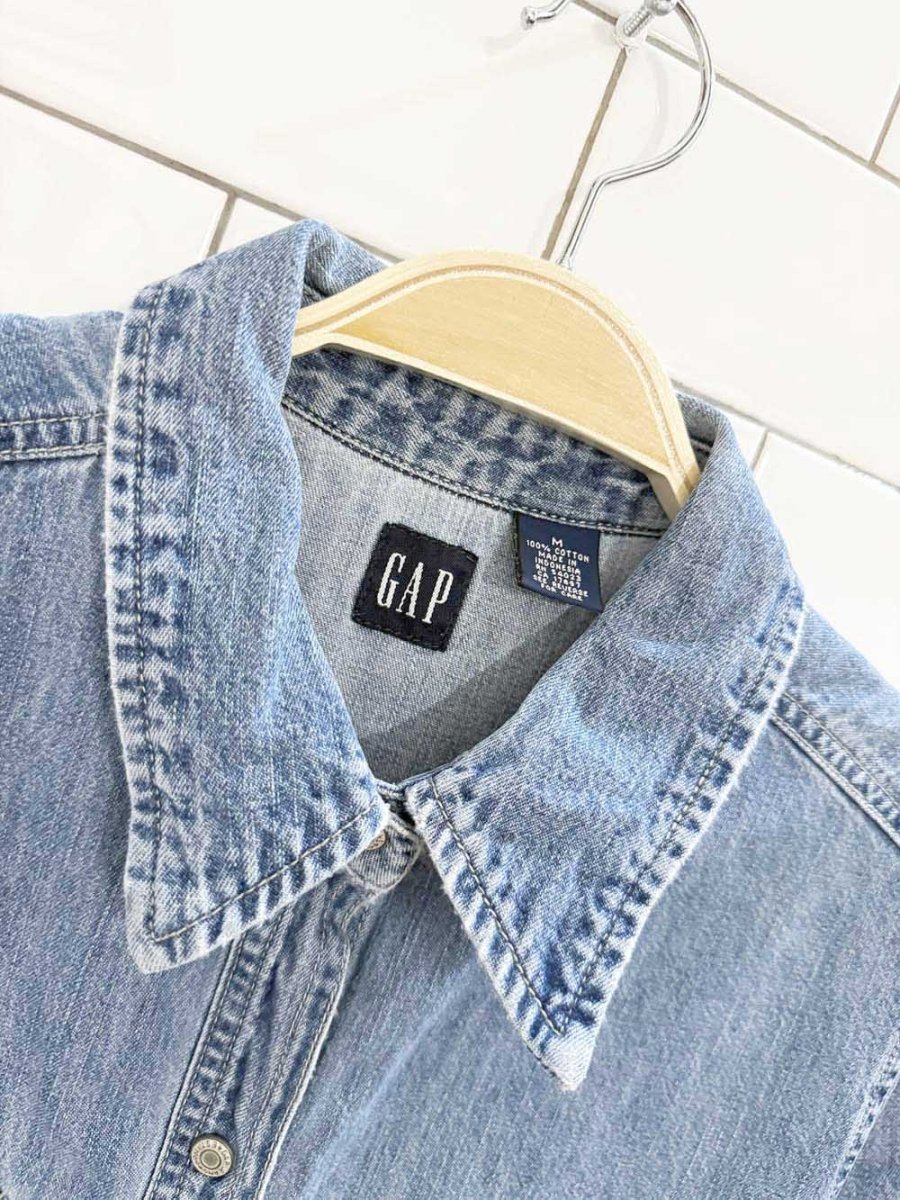 vintage 90s gap snap button denim shirt - good market thrift store