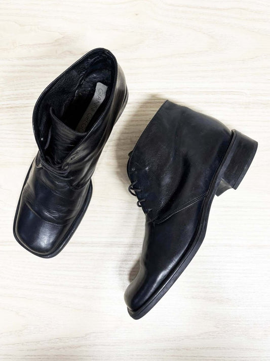 vintage 90s gianni gregori square toe lace up ankle boots - good market thrift store