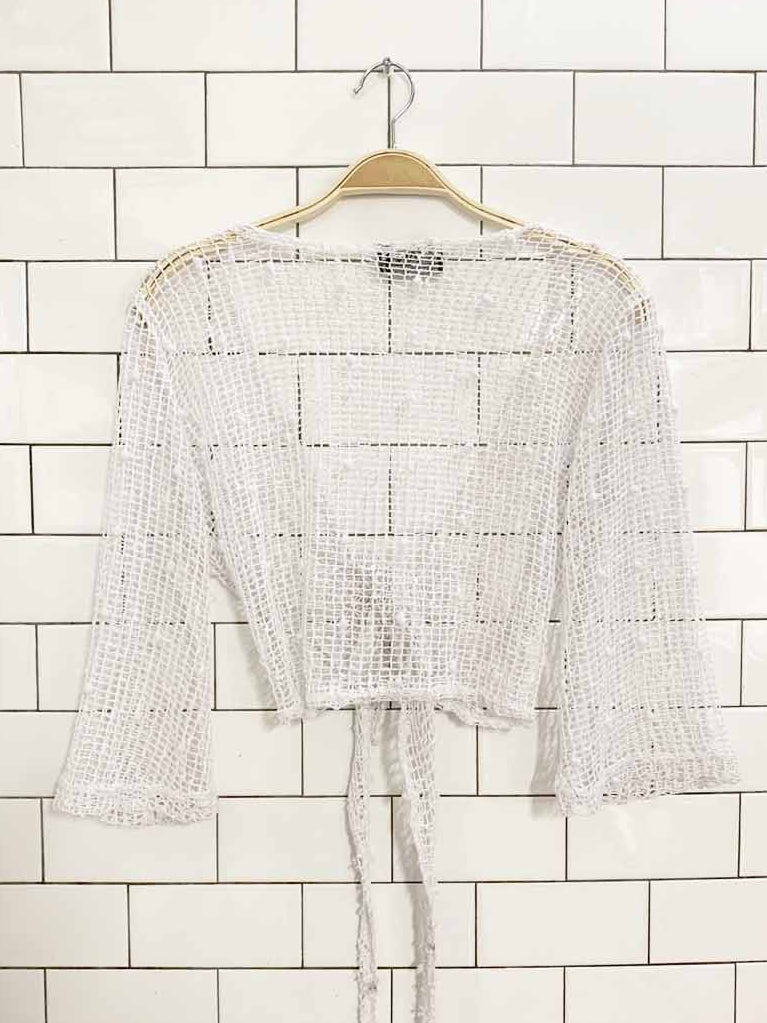 vintage 90s gitane sparkly crochet knit tie up top | prêt à porter - good market thrift store
