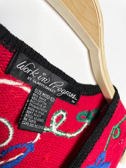 vintage 90s gladys bagley holiday wreaths knit vest | work in progress - good market thrift store