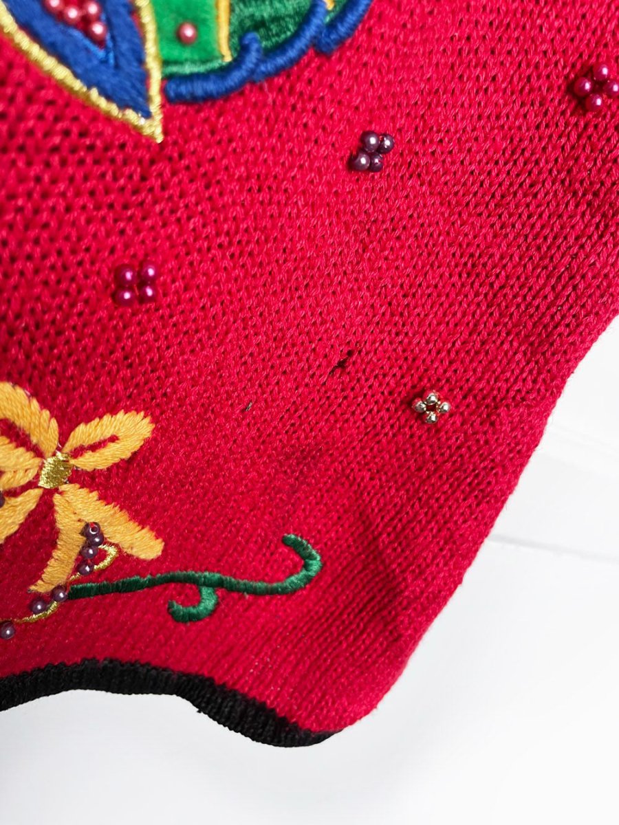 vintage 90s gladys bagley holiday wreaths knit vest | work in progress - good market thrift store