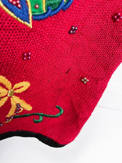 vintage 90s gladys bagley holiday wreaths knit vest | work in progress - good market thrift store