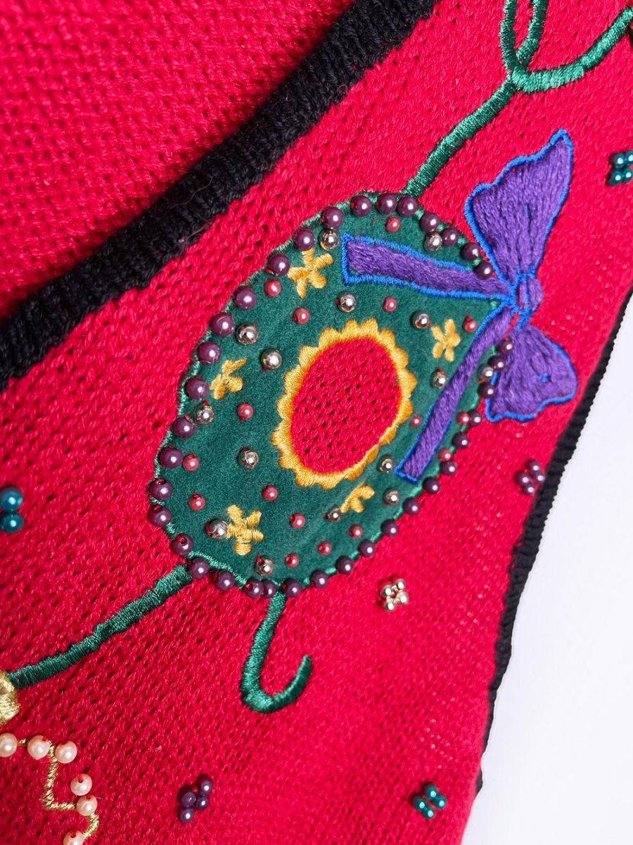 vintage 90s gladys bagley holiday wreaths knit vest | work in progress - good market thrift store