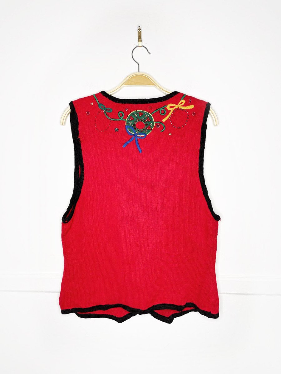 vintage 90s gladys bagley holiday wreaths knit vest | work in progress - good market thrift store