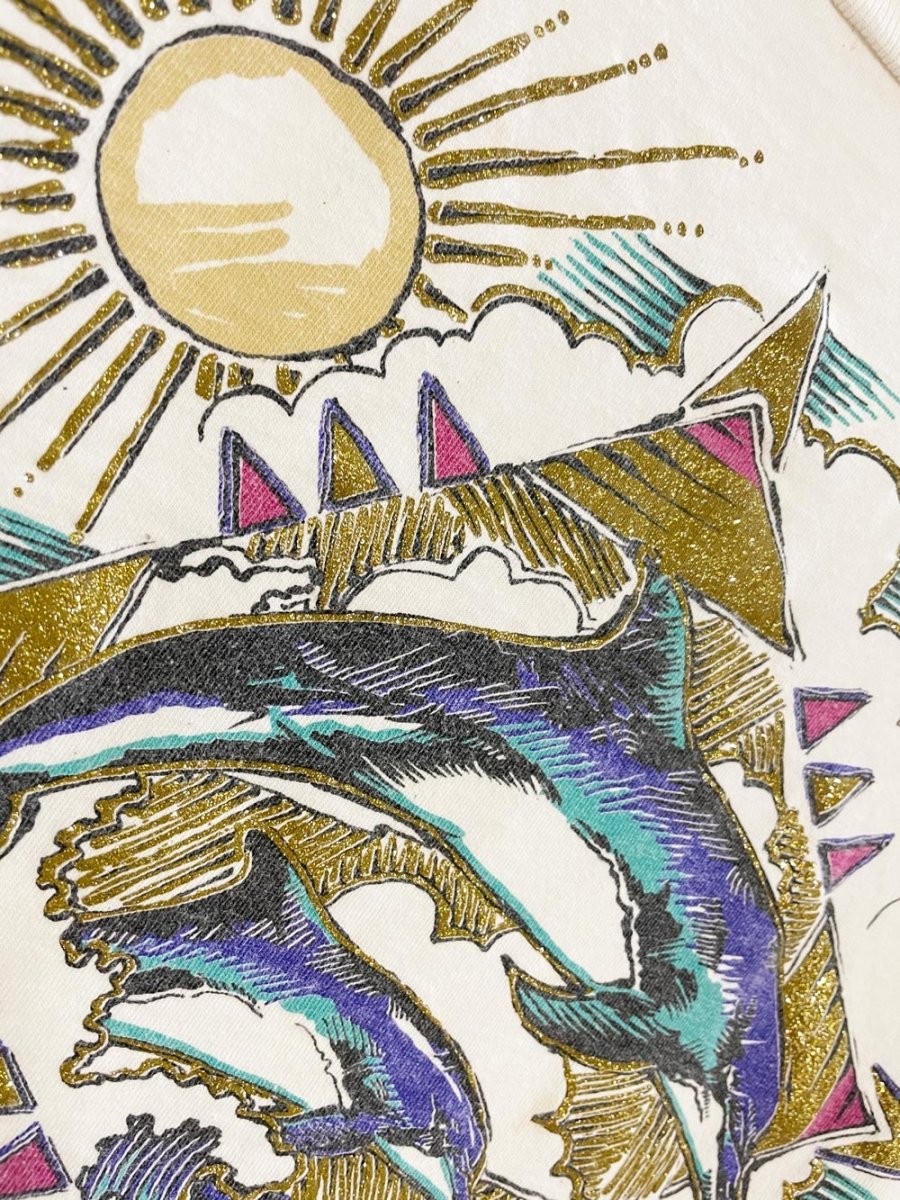 vintage 90s glitter dolphin single stitch cropped tee | screen stars - good market thrift store