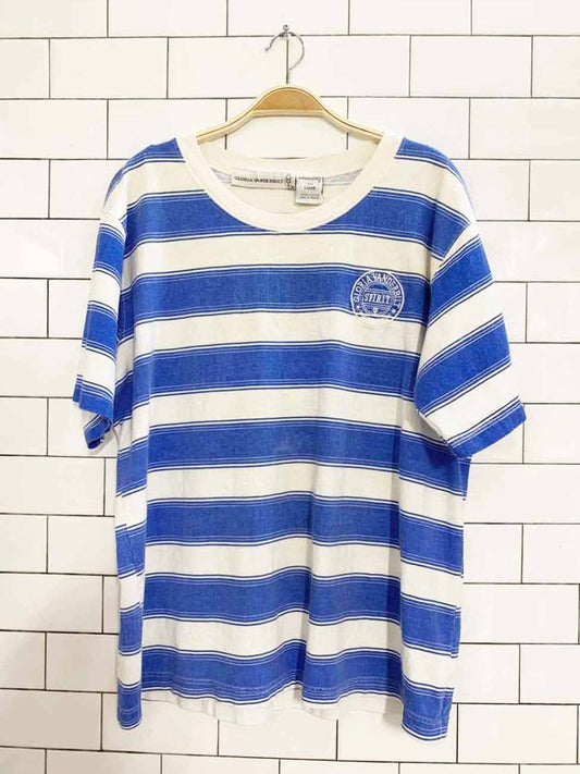 vintage 90s gloria vanderbilt crest striped boxy tee | made in greece - good market thrift store