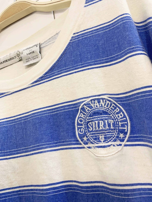 vintage 90s gloria vanderbilt crest striped boxy tee | made in greece - good market thrift store