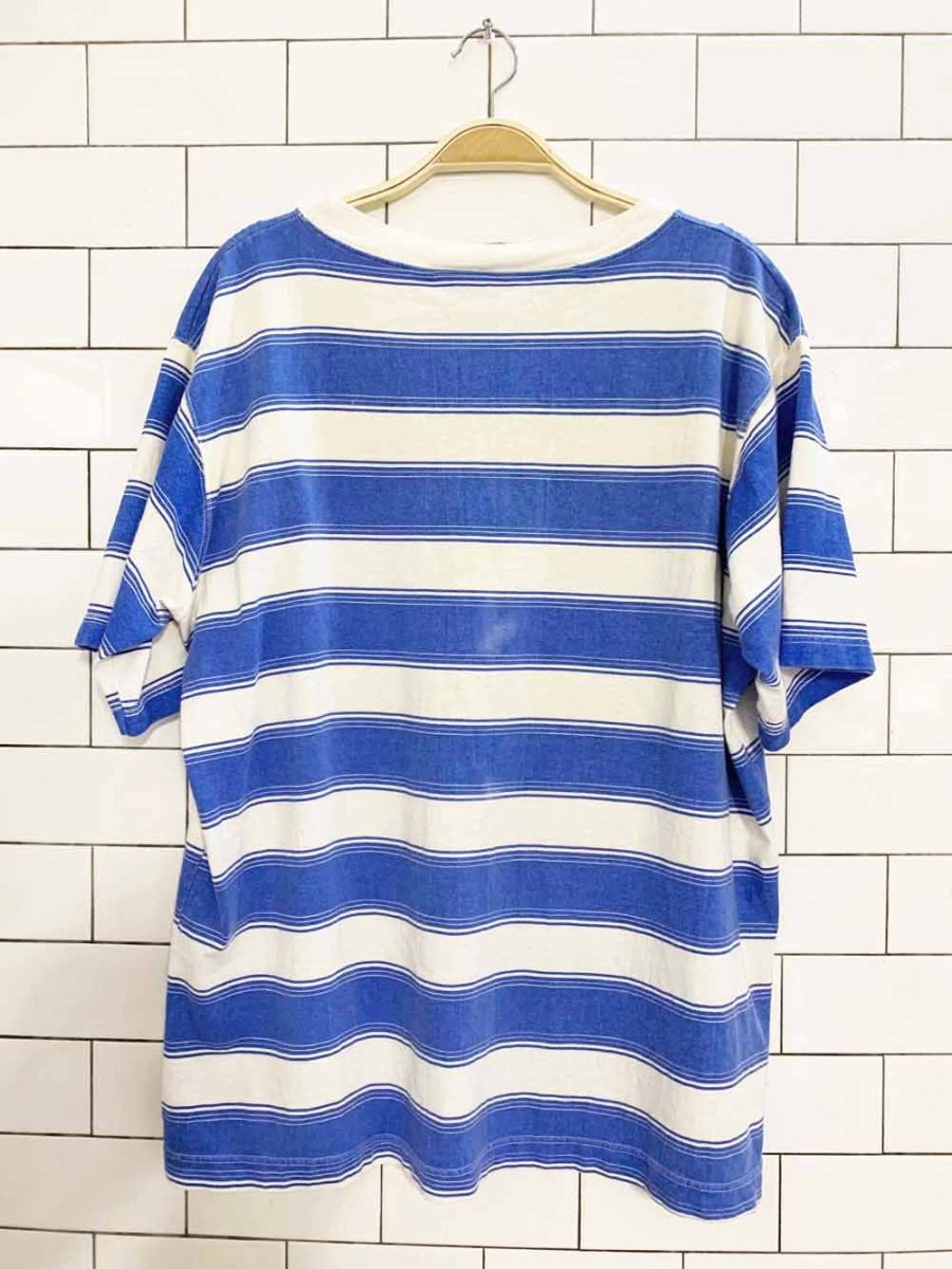 vintage 90s gloria vanderbilt crest striped boxy tee | made in greece - good market thrift store