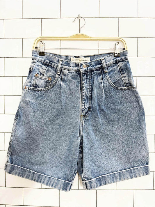 vintage 90s gloria vanderbilt high rise darted cuffed denim shorts - good market thrift store