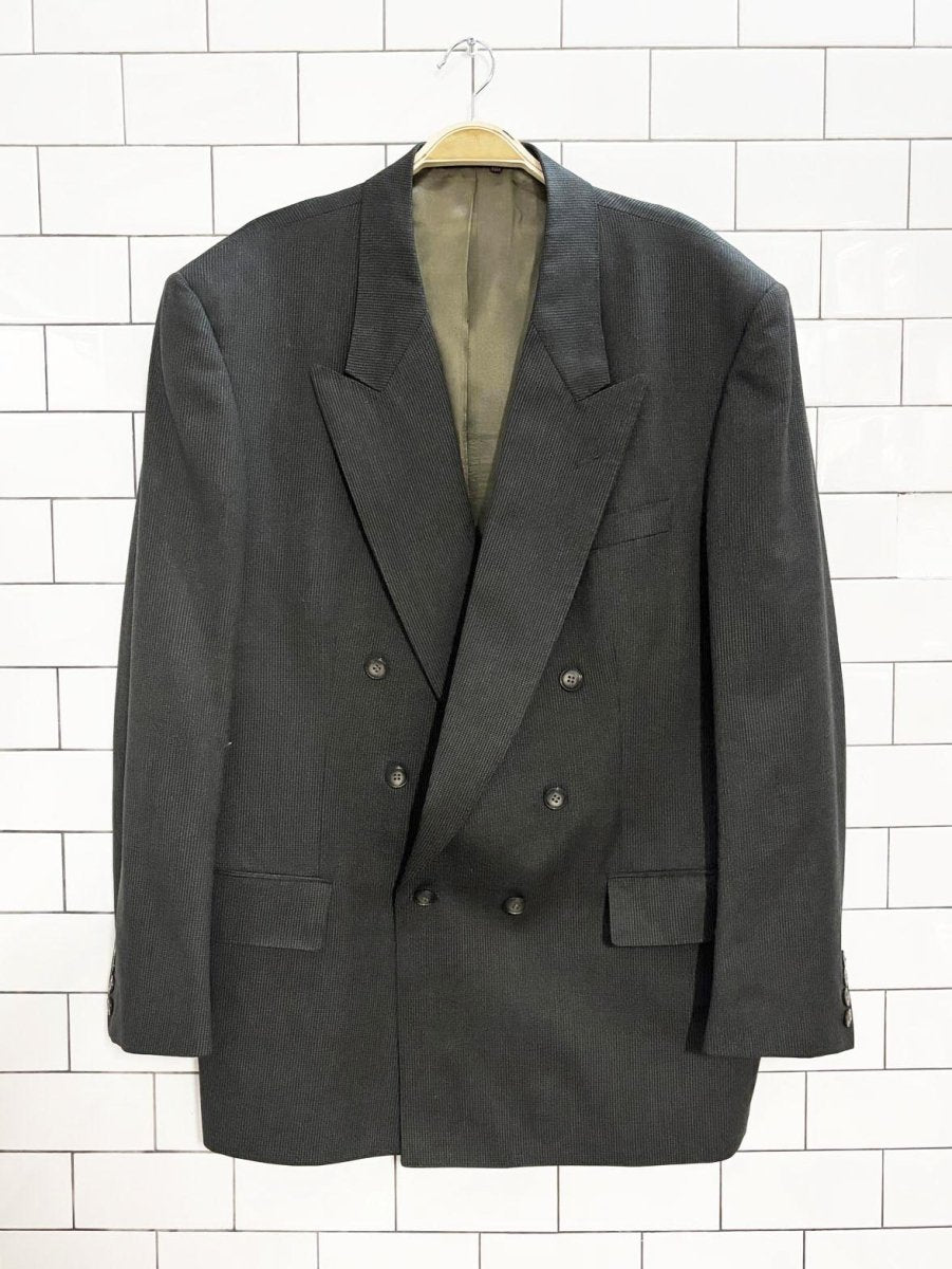vintage 90s gus pappas wool - blend double breasted blazer - good market thrift store