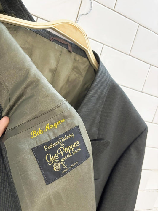 vintage 90s gus pappas wool - blend double breasted blazer - good market thrift store