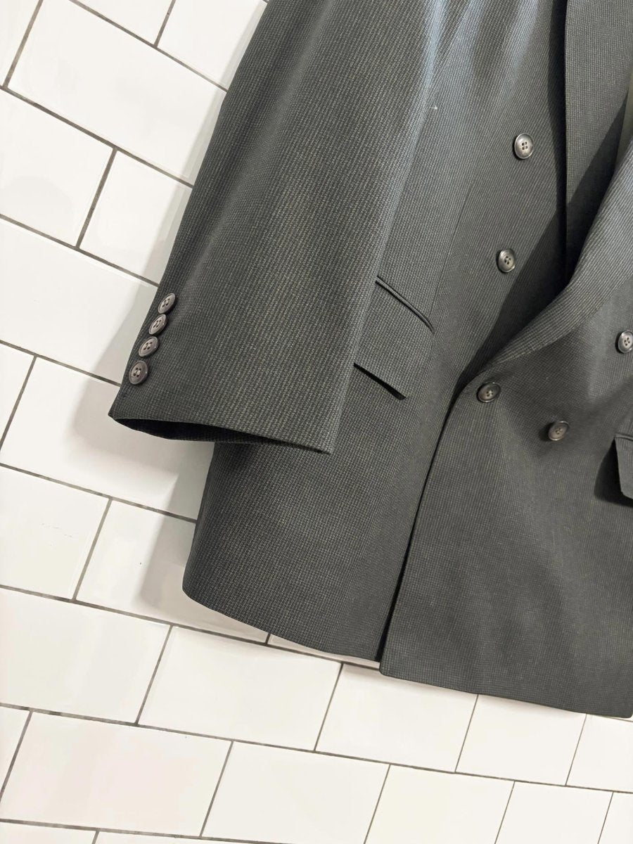 vintage 90s gus pappas wool - blend double breasted blazer - good market thrift store