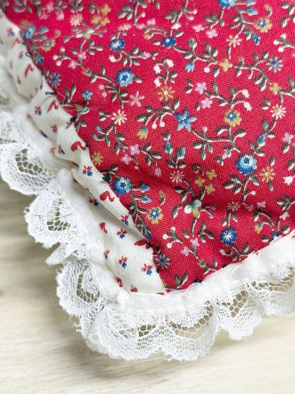 vintage 90s handmade quilted ducks lace trim pillow - good market thrift store