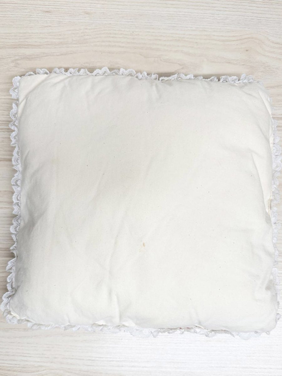 vintage 90s handmade quilted ducks lace trim pillow - good market thrift store