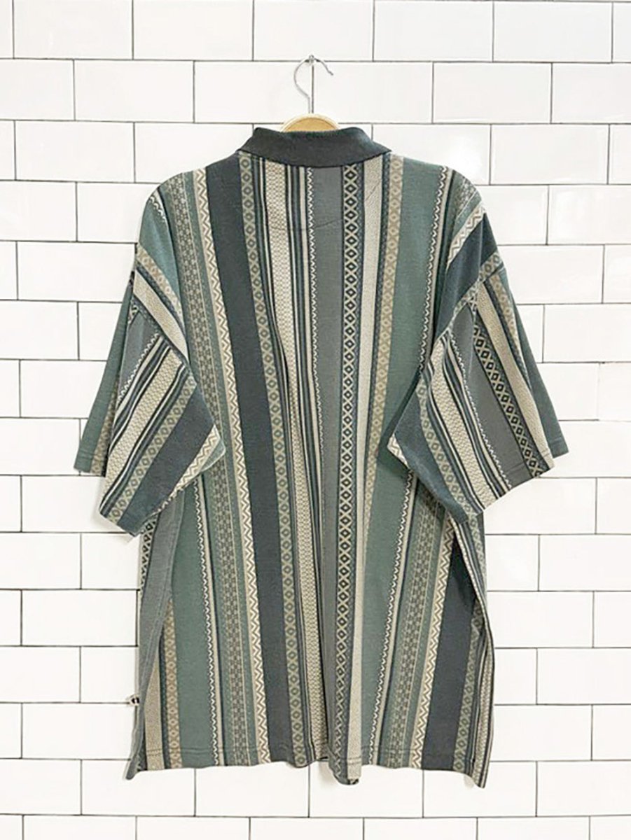 vintage 90s hang ten stripe pique polo shirt - good market thrift store