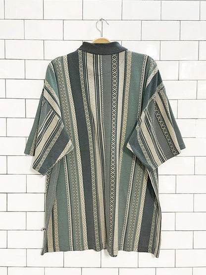 vintage 90s hang ten stripe pique polo shirt - good market thrift store