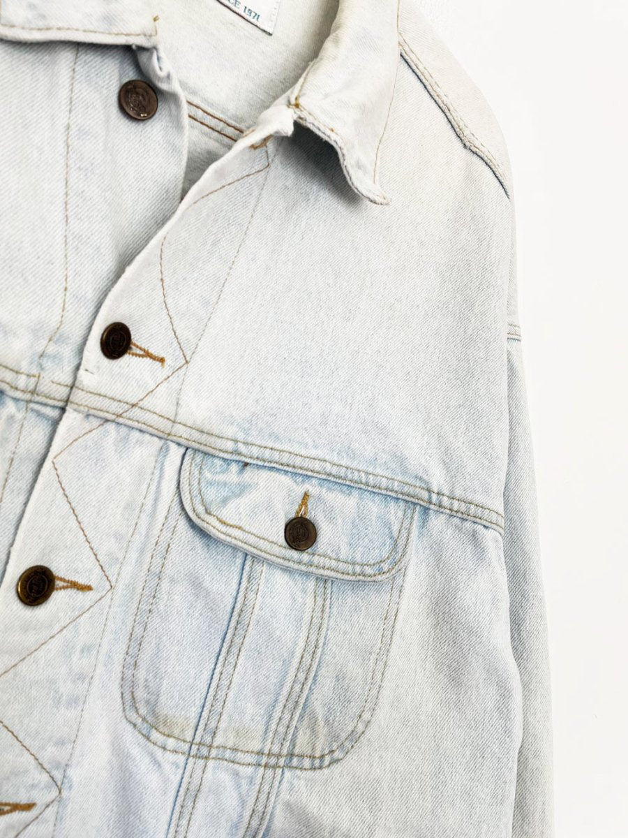 vintage 90s hard rock cafe las vegas denim trucker jacket | save the planet | made in usa - good market thrift store