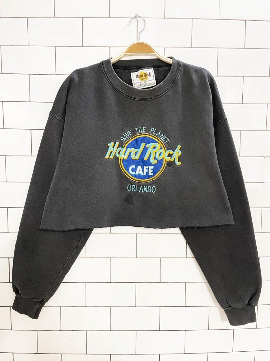vintage 90s hard rock cafe save the planet cropped sweatshirt | made in USA - good market thrift store