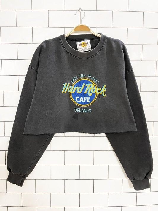 vintage 90s hard rock cafe save the planet cropped sweatshirt | made in USA - good market thrift store
