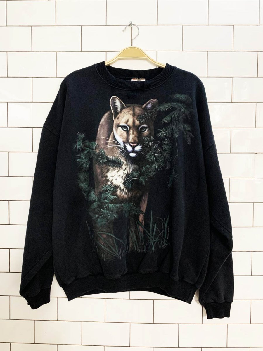 vintage 90s harlequin jungle animal sweatshirt | made in canada - good market thrift store