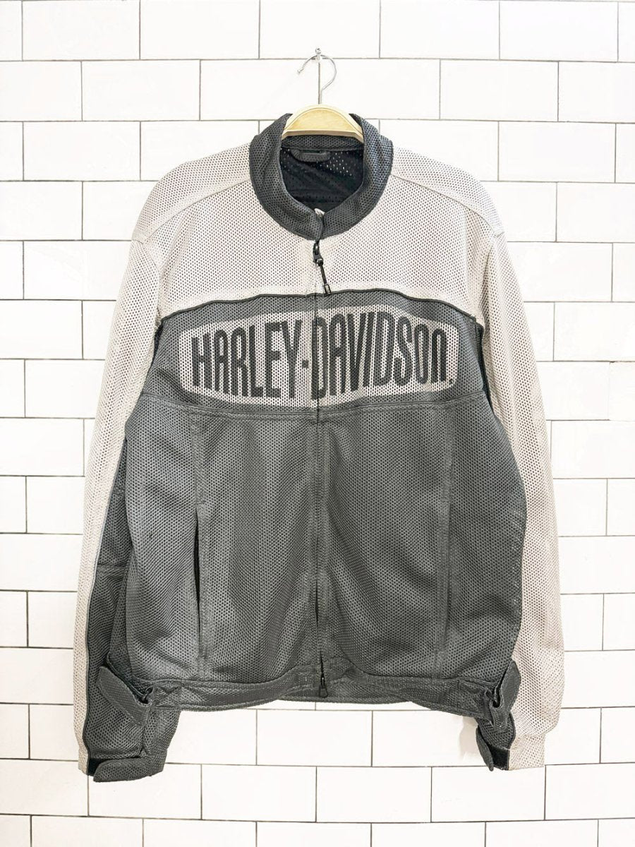 vintage 90s harley davidson motorcycles mesh full zip biker jacket - good market thrift store