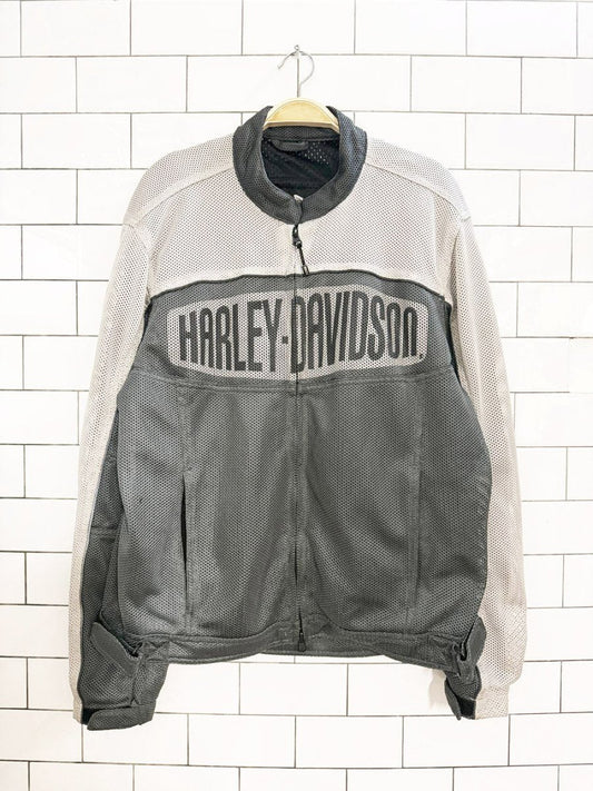 vintage 90s harley davidson motorcycles mesh full zip biker jacket - good market thrift store