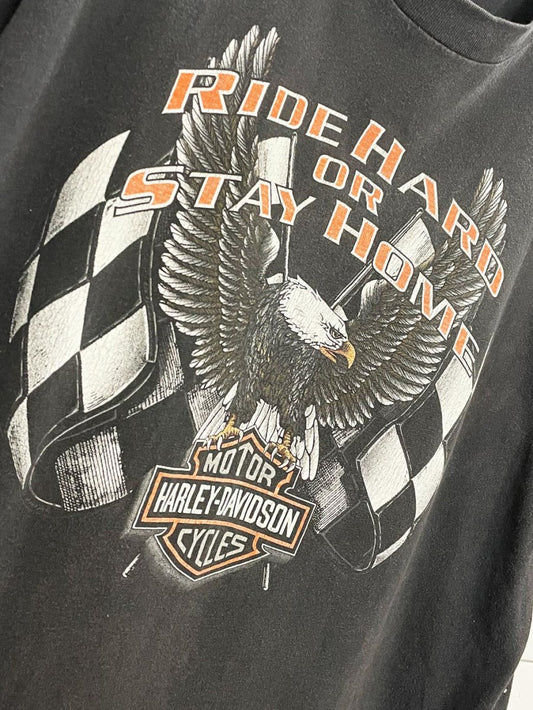 vintage 90s harley davidson ride hard or die trying eagle tee | made in USA - good market thrift store