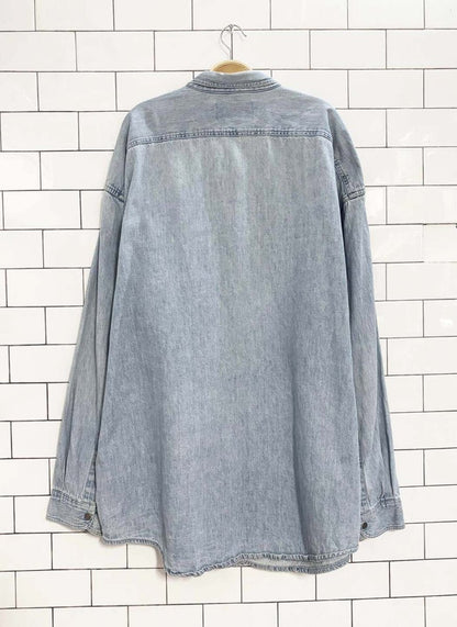 vintage 90s harley davidson snap button denim pocket shirt - good market thrift store