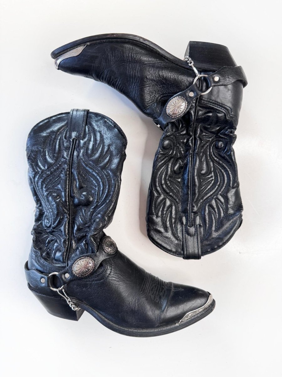 vintage 90s harness concho biker western cowboy boot - good market thrift store