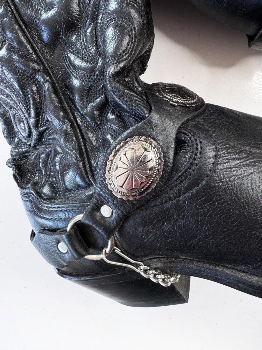 vintage 90s harness concho biker western cowboy boot - good market thrift store