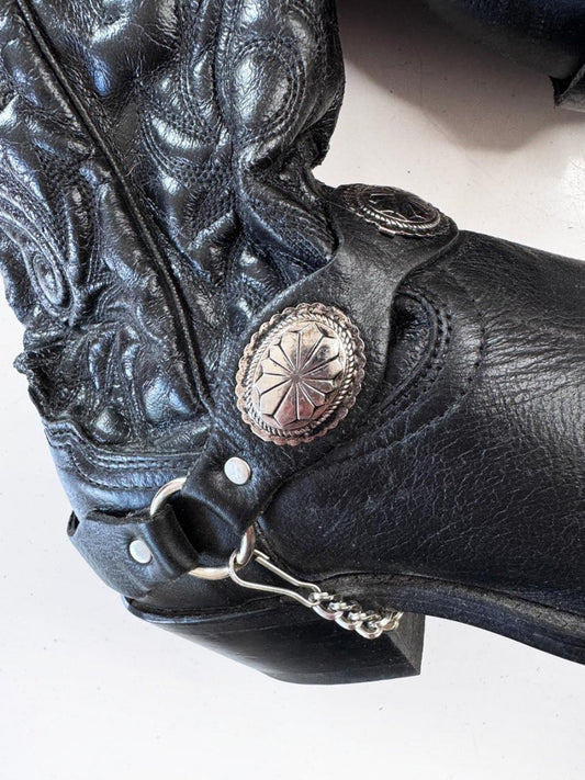 vintage 90s harness concho biker western cowboy boot - good market thrift store