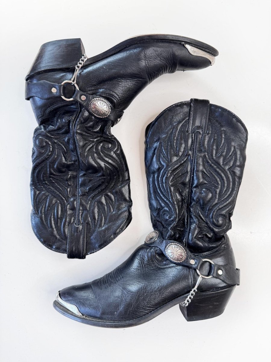 vintage 90s harness concho biker western cowboy boot - good market thrift store