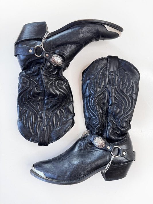 vintage 90s harness concho biker western cowboy boot - good market thrift store