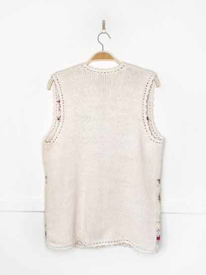 vintage 90s heirloom collectibles crochet trim holiday knit vest - good market thrift store