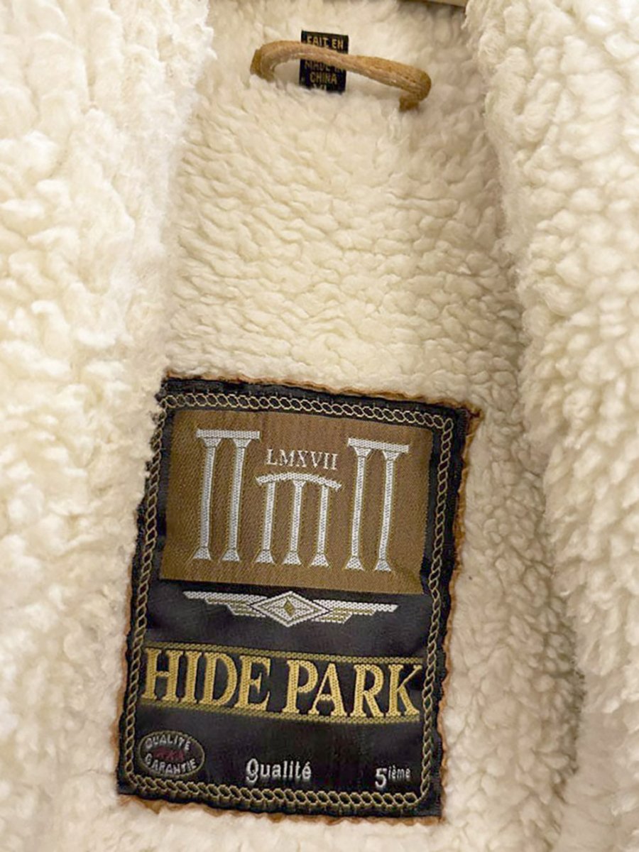 vintage 90s hide park suede sherpa collar western bomber jacket - good market thrift store
