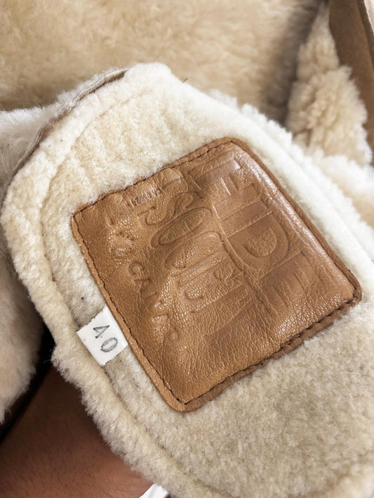 vintage 90s hide society shearling leather vest - good market thrift store