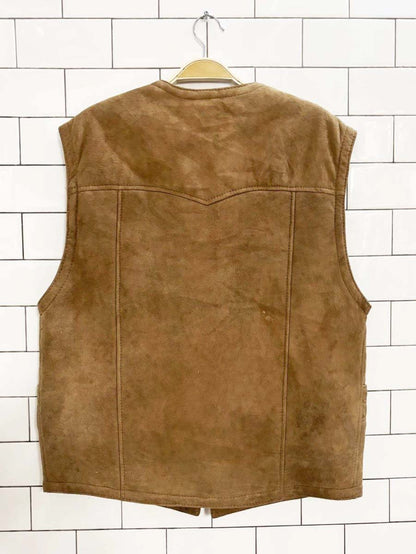 vintage 90s hide society shearling leather vest - good market thrift store
