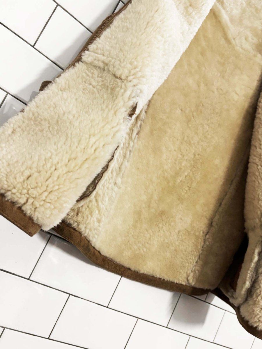 vintage 90s hide society shearling leather vest - good market thrift store