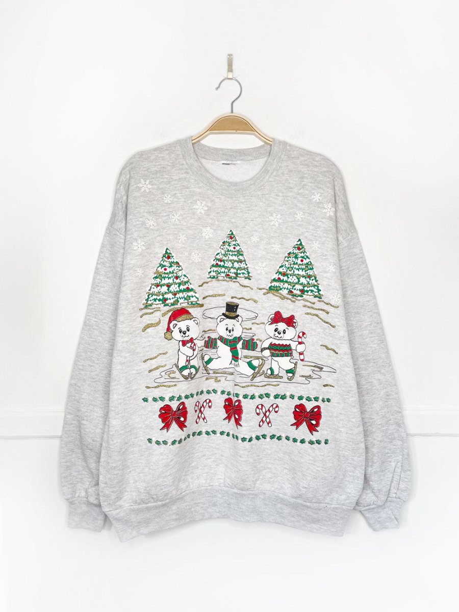 vintage 90s holiday bears graphic sweatshirt | jerzees - good market thrift store