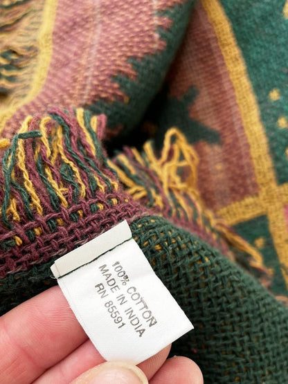vintage 90s holiday check woven throw blanket | made in India - good market thrift store
