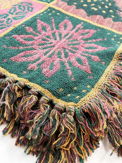 vintage 90s holiday check woven throw blanket | made in India - good market thrift store