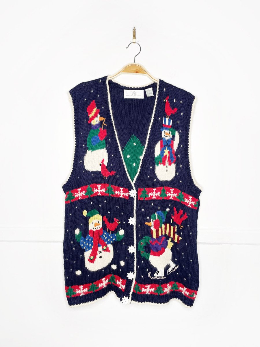 vintage 90s holiday snowmen knit vest | design options - good market thrift store