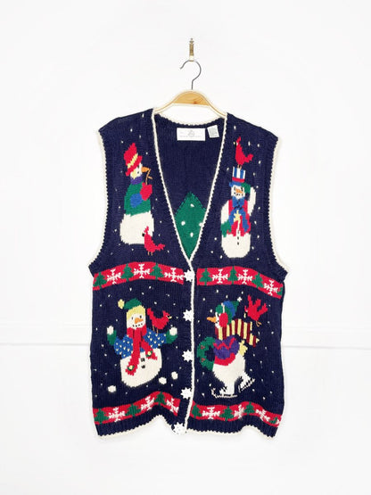 vintage 90s holiday snowmen knit vest | design options - good market thrift store
