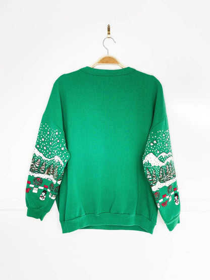 vintage 90s holiday village scene puff graphic sweatshirt | made in USA | collections plus - good market thrift store