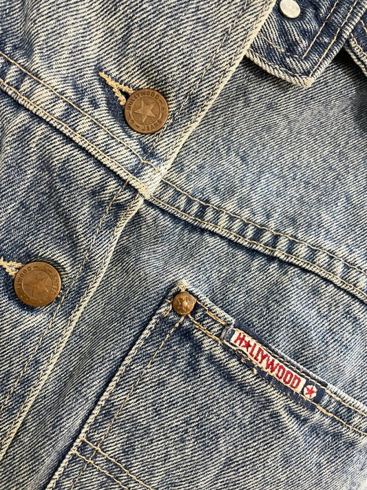 vintage 90s hollywood cropped denim jacket | made in Canada - good market thrift store