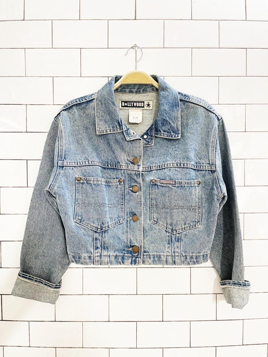 vintage 90s hollywood cropped denim jacket | made in Canada - good market thrift store
