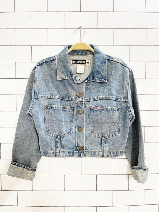 vintage 90s hollywood cropped denim jacket | made in Canada - good market thrift store