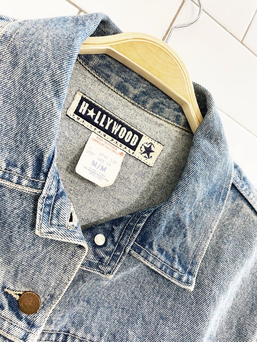 vintage 90s hollywood cropped denim jacket | made in Canada - good market thrift store
